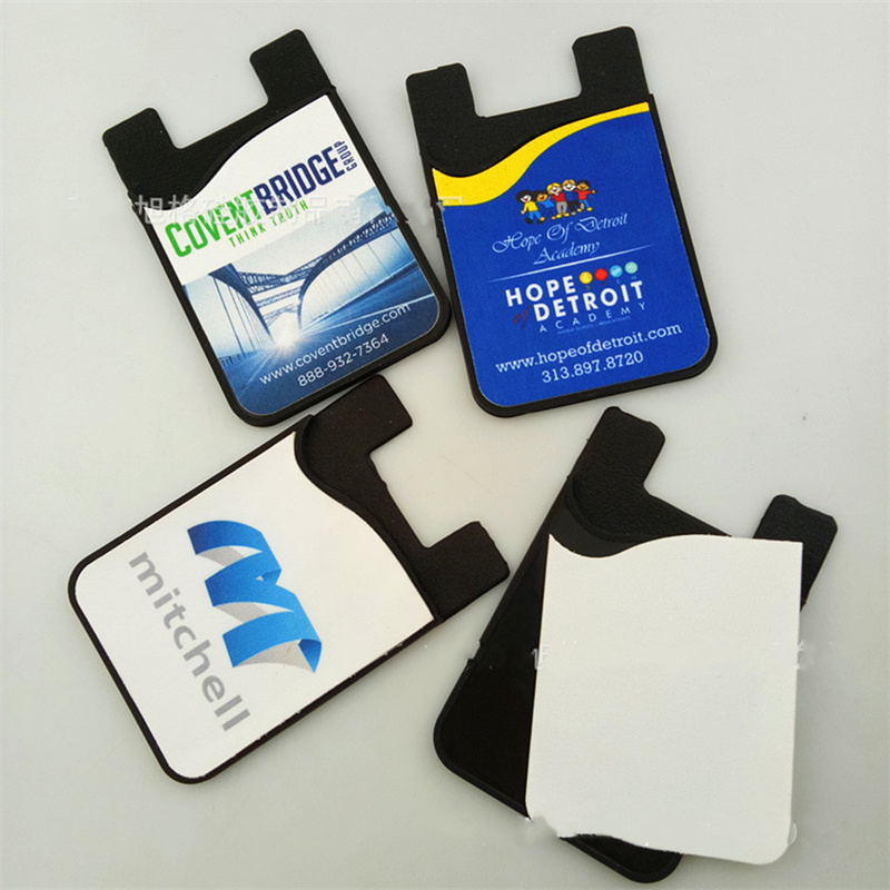 silicone mobile phone card holder with screen cleaner