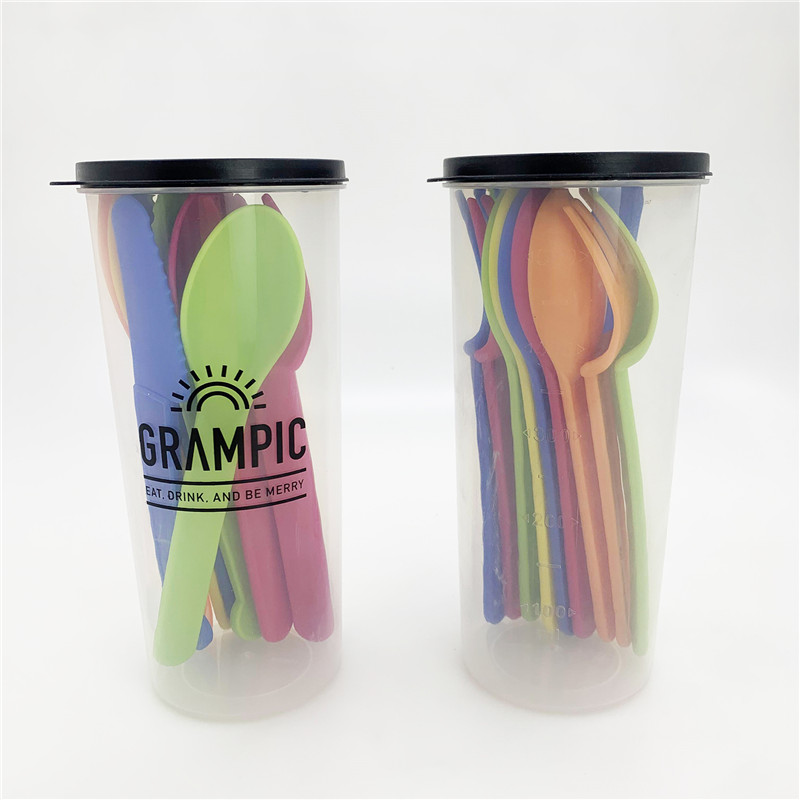 EVERIGHT 12pcs colorful PP cutlery set into plastic cup