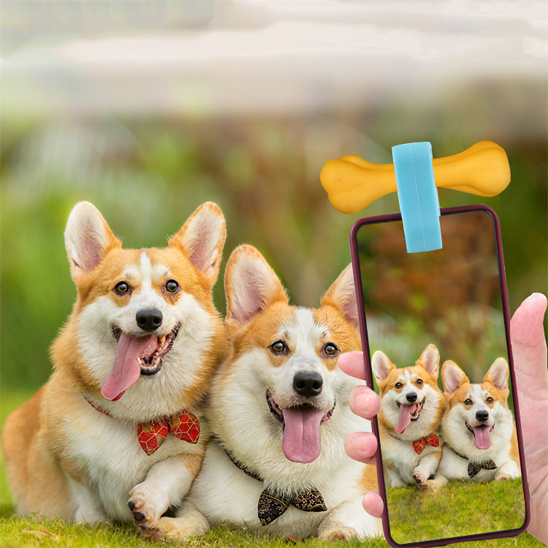 silicone pet selfie stick phone clip for dog cat photo taking
