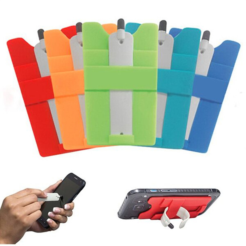 EVERIGHT silicone mobile phone card holder with screen touch and phone stander