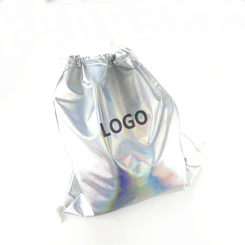Lightweight holographic laser pvc vinyl drawstring Bag
