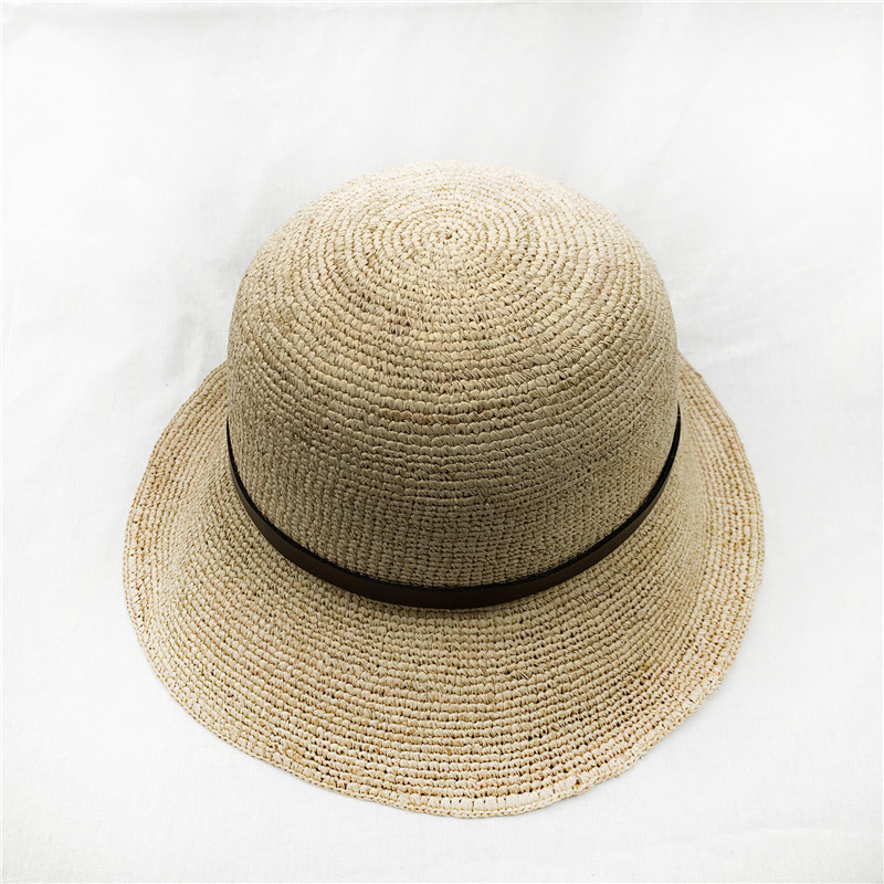 Foldable RAFFIA straw top hat