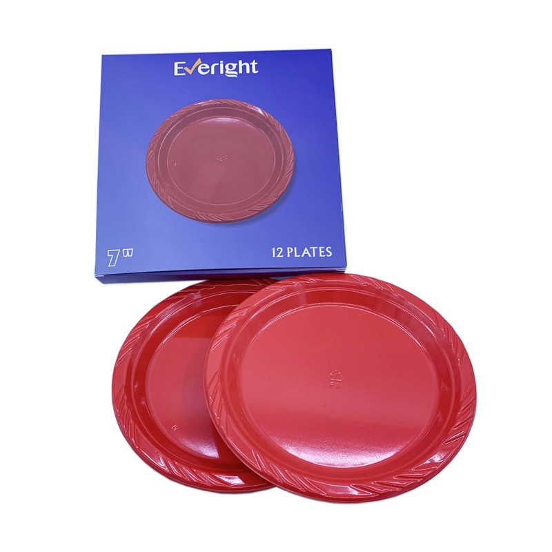 EVERIGHT Disposable plastic plates 12pcs into a custom color box