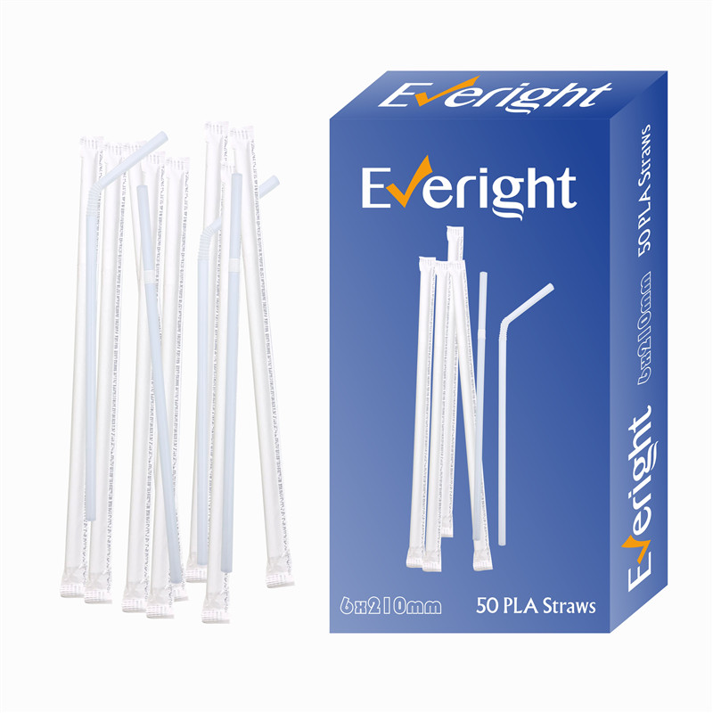 EVERIGHT Biodegradable PLA flexible straw 50pcs individually packed into a custom color box